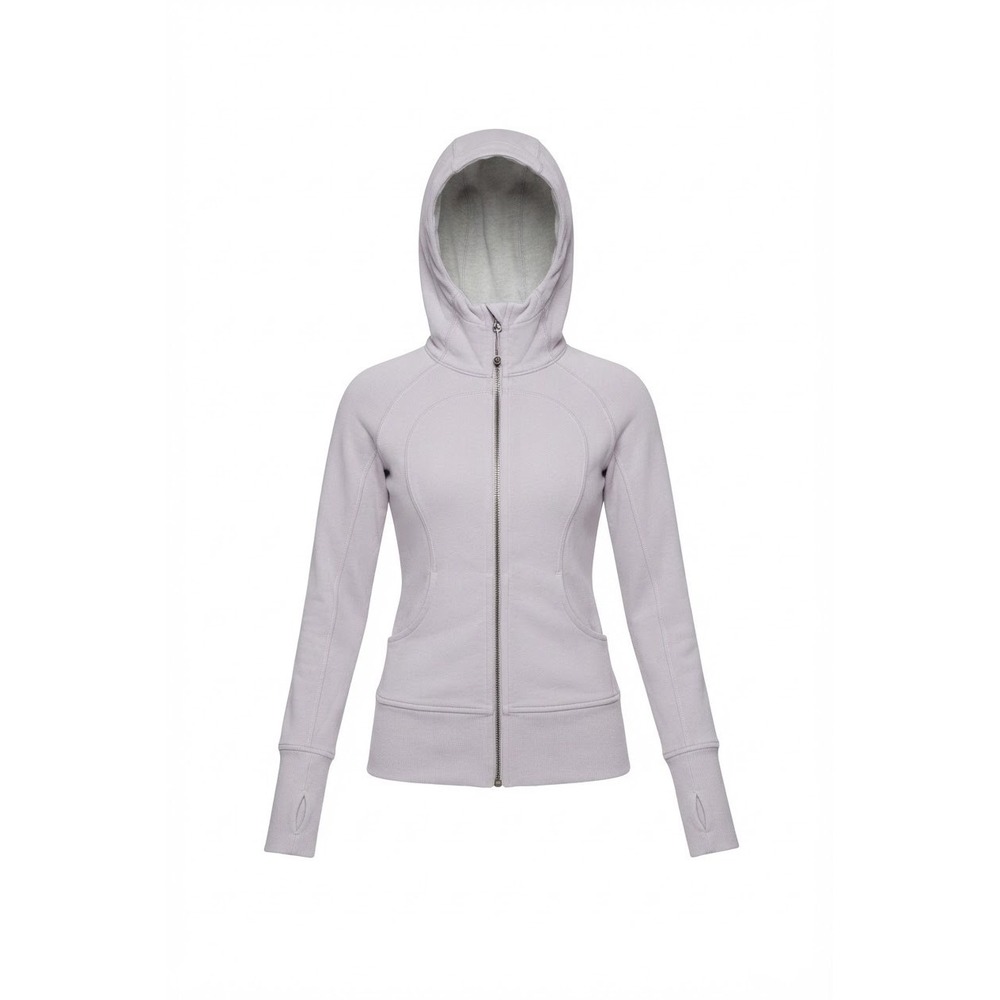 Lululemon Lilac Pastel Lavander Scuba Full ZIp Signature Logo Shape Hoodie sz 8